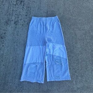 Stylish Women's Grey & White Wide Leg Distressed Sweat Pants